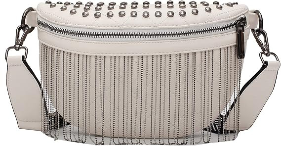 Fanny Pack Chest Bag For Women Faux leather Fringe Quilted Waist Cross Body Blet Bum Bags Rivet S... | Amazon (US)