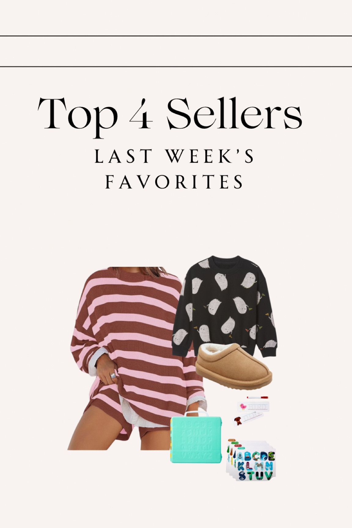 Last Week’s — Top 4 best sellers✨ 

#bestsellers #topsellers #halloweentoddlers #gapkids #gapsale #halloweensweatshirt #toddlerstyle #momstyle #amazonfashion #amazonsets #amazonloungesets #amazonstyle #amazonfinds #gigglescape #toddlertoys #toddlerlearningtoys #toddlerslippers #targetauden #targetkids #targetfinds #targetslippers #cozyslippers #babyslippers 

#LTKSaleAlert #LTKStyleTip #LTKFamily