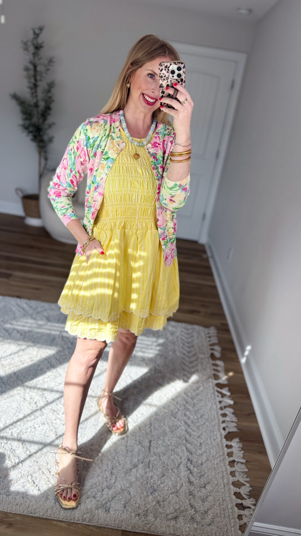 Daily try on, Walmart outfit, Walmart fashion, Walmart try on, free assembly, yellow dress, floral cardigan, print mix

#LTKgrwm #LTKootd