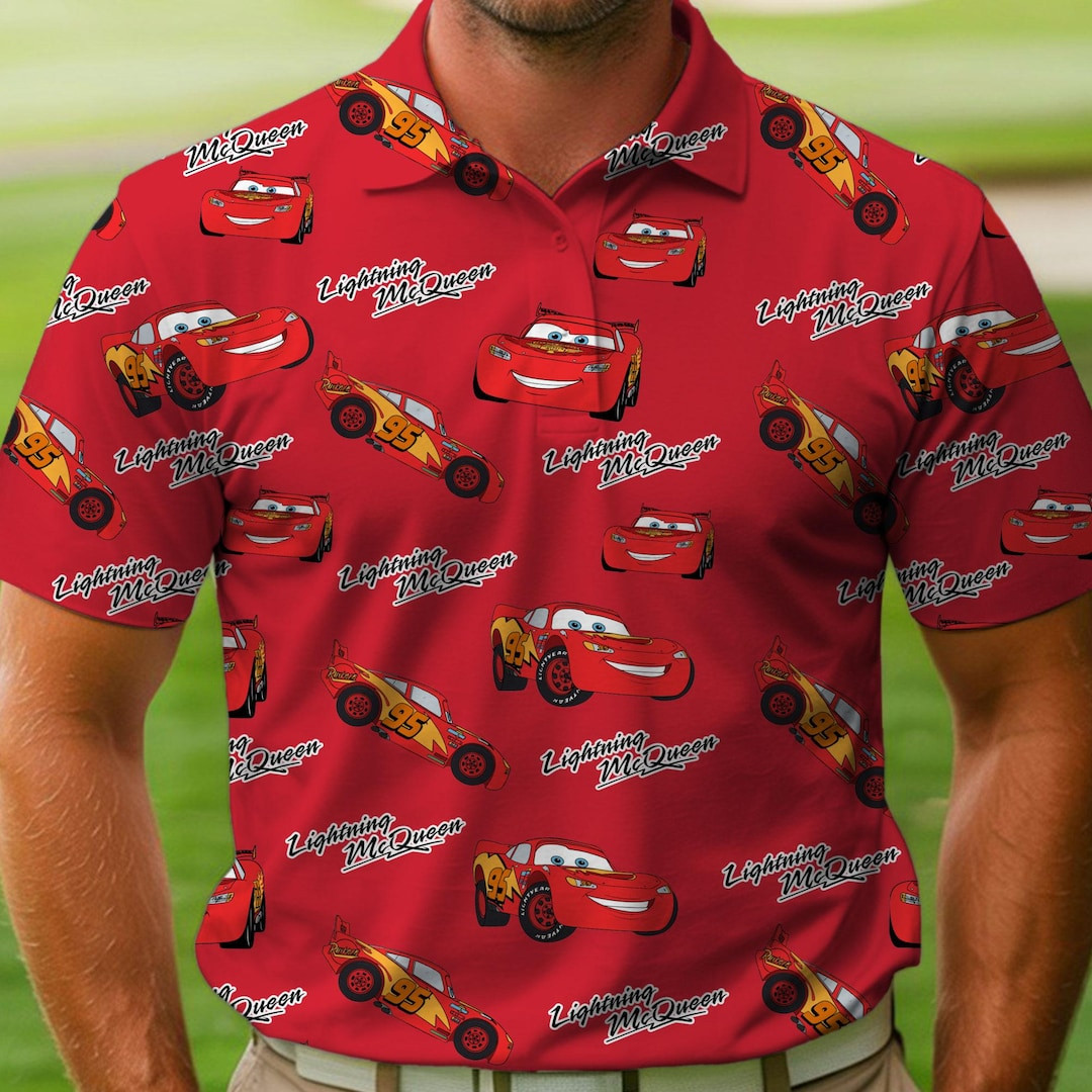 Lightning Mcqueen Red Car Polo Shirt, Disney Pixar Cars Short Sleeve Shirt, Disneyland Cars Land ... | Etsy (US)