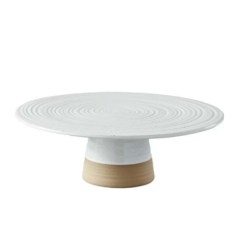 Better Homes & Gardens Abbott Exposed Clay Stoneware Pedestal Cake Stand, White Speckled, 3.52lbs... | Walmart (US)