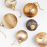 Textured Metallic Glass Ball Christmas Tree Ornaments, Set of 6 + Reviews | Crate & Barrel | Crate & Barrel