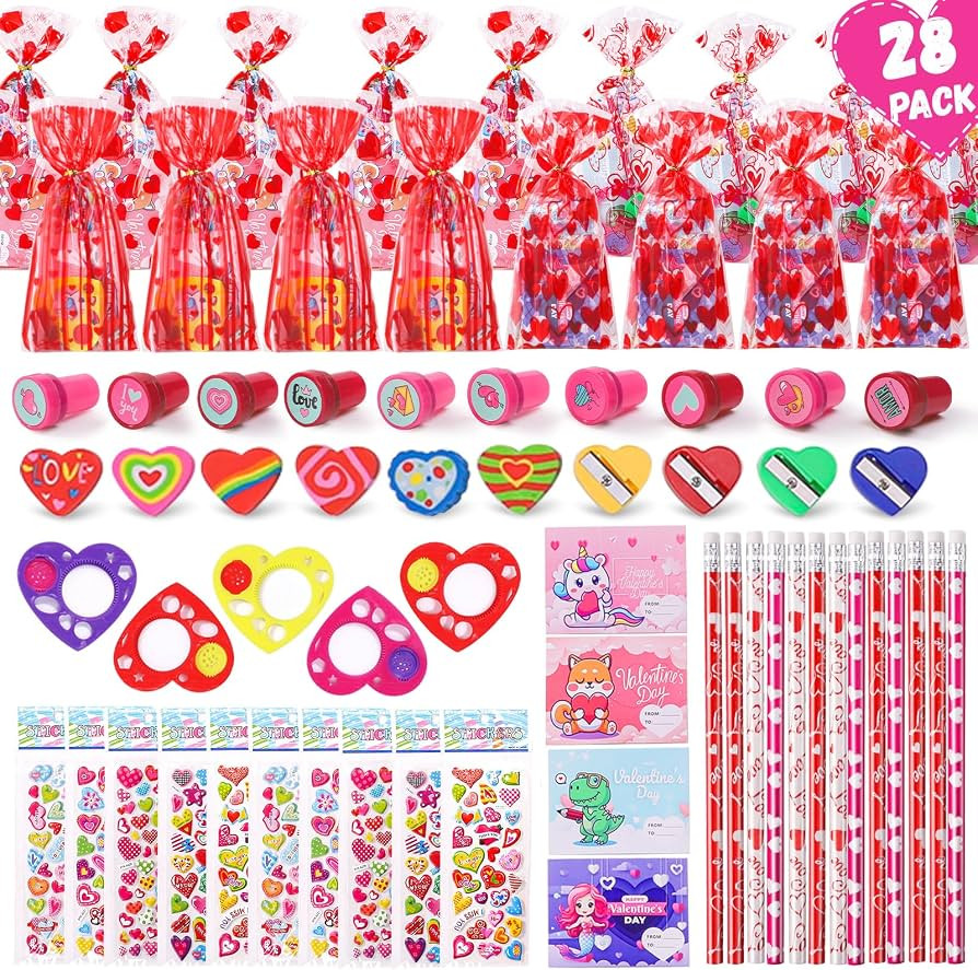Valentines Day Gifts for Kids 28 Pack Valentines Day Cards for Kids Classroom School Exchange, 22... | Amazon (US)