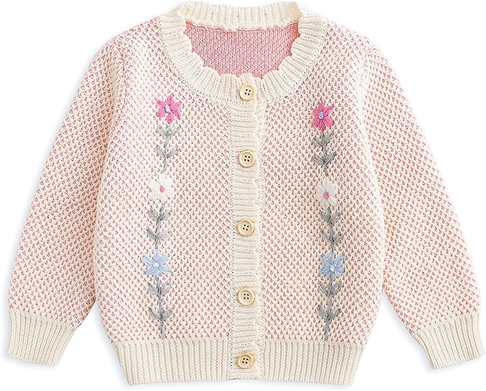 Simplee kids Baby Sweater Cardigan Jacquard Cable-Knit Spring Coat Long Sleeve Cardigan for Baby ... | Amazon (US)