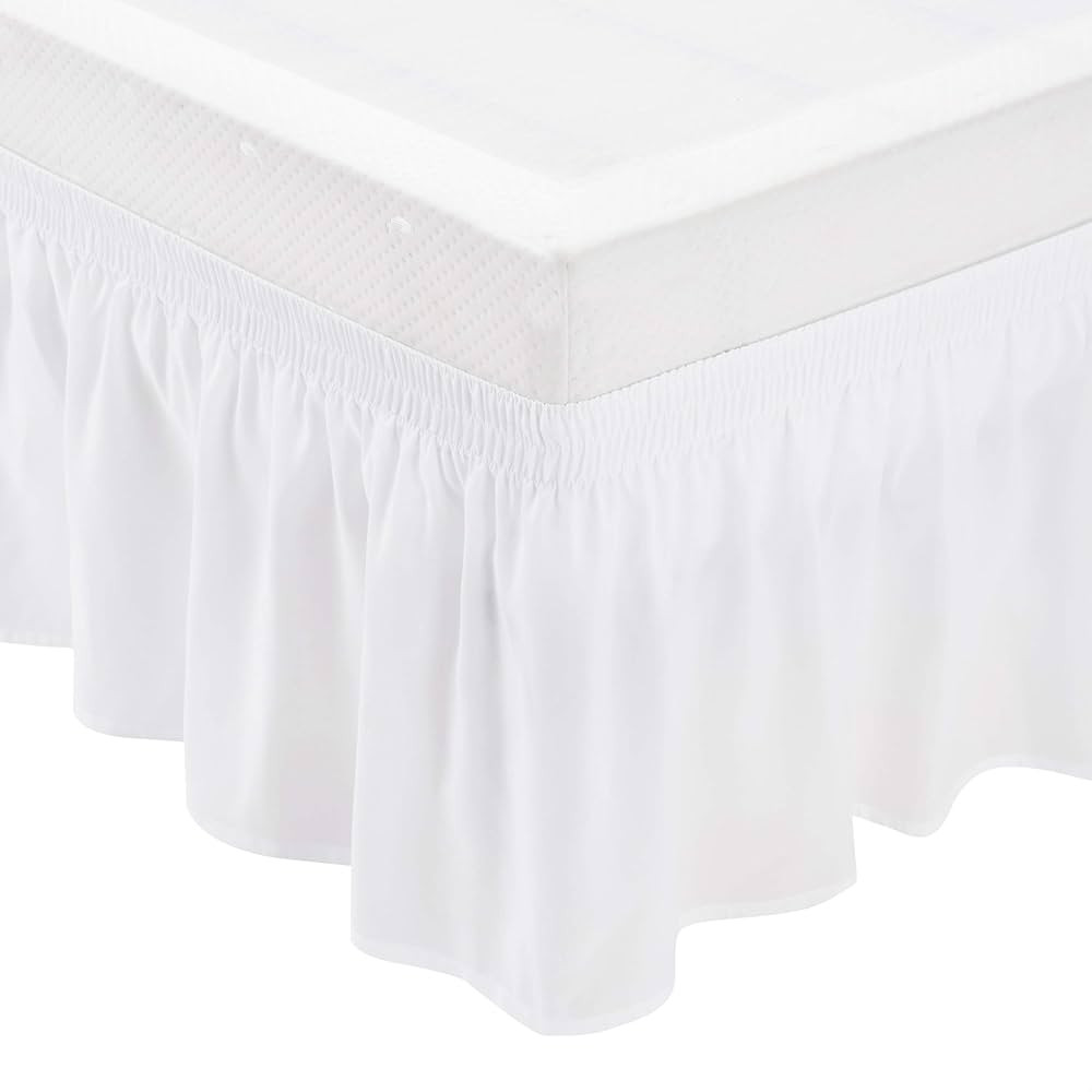 Amazon Basics Lightweight Elegantly Styled Ruffled Bed Skirt, Three Sided Wrap Around with Easy F... | Amazon (US)