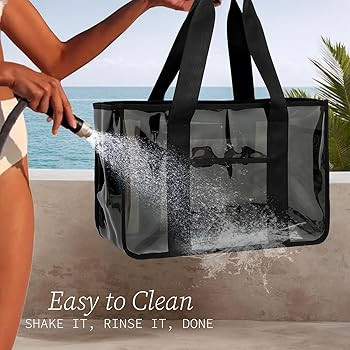 Iridescent Clear Beach Bag for Women, Jelly Tote Bag Waterproof Sandproof Pool Bag Cruise Vacatio... | Amazon (US)
