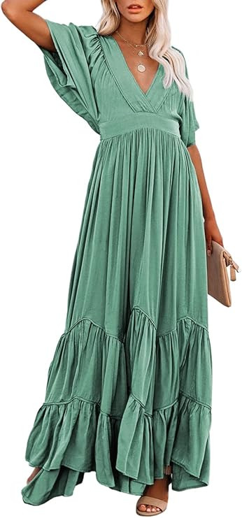 Linsery Maxi Dress for Women Summer Dresses Boho Flowy Long Dress | Amazon (US)