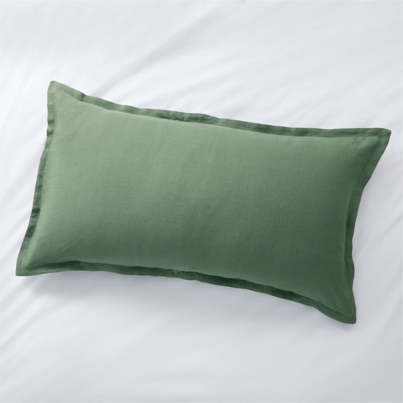 Pure Linen Solid Duck Green King Pillow Sham + Reviews | Crate & Barrel | Crate & Barrel