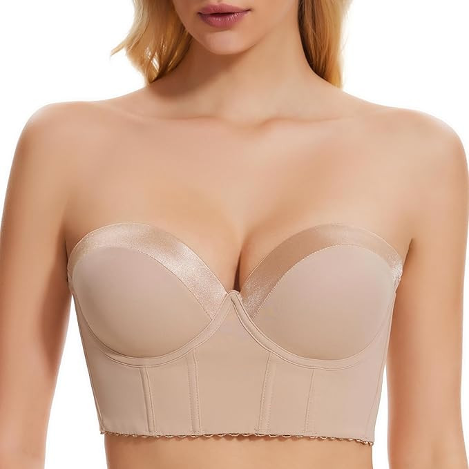 SEA BBOT Women Anti-Slip Strapless Bra Longline Padded Push Up Bra | Amazon (US)