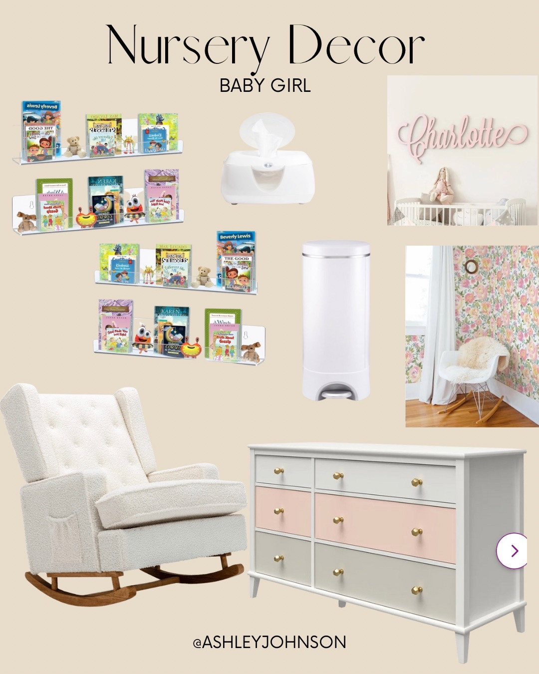 Girl nursery decor! I love Sophia’s dresser so much! The colors are perfect and match her floral wall paper and pair so well together.

#LTKBaby