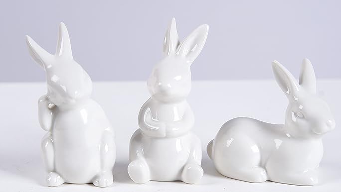 Creative Co-Op White Ceramic Bunnies (Set of 6 Pieces) Figurine, 6 Count | Amazon (US)
