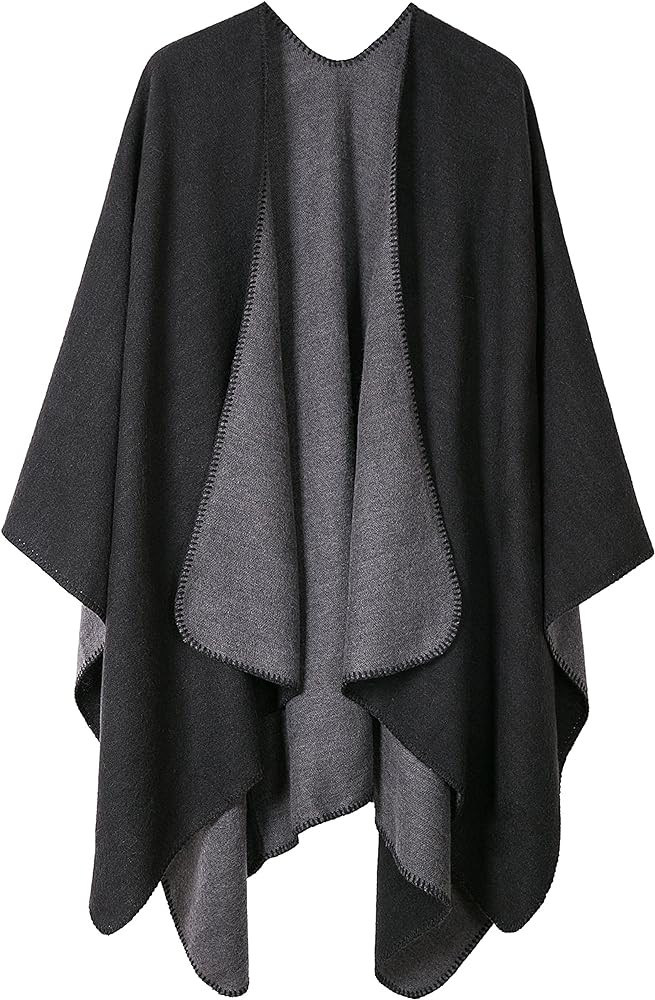 Urban CoCo Women's Color Block Shawl Wrap Open Front Poncho Cape | Amazon (US)