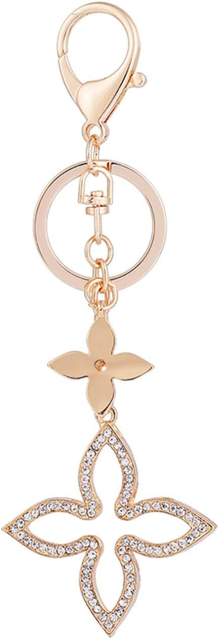 Four-Leaf Clover Car Keychain - Lucky Charm Pendant for Keys & Bags, 3D Crystal-Cut Zinc Alloy Gi... | Amazon (US)