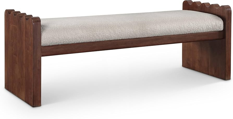 Meridian Furniture 22039Beige Sonia Collection Art Deco Bench with Soft Beige Velour Fur Fabric, ... | Amazon (US)