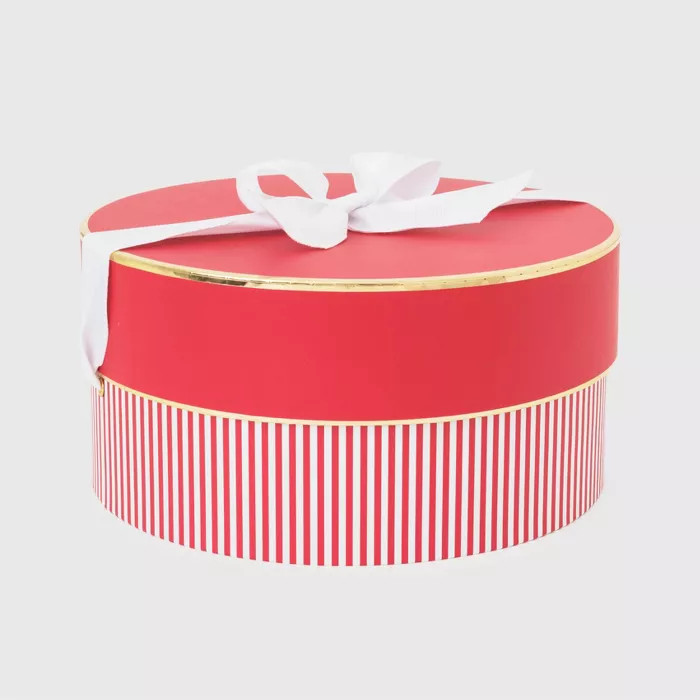 Red and White Pinstripe Large Round Box - Sugar Paper™ | Target