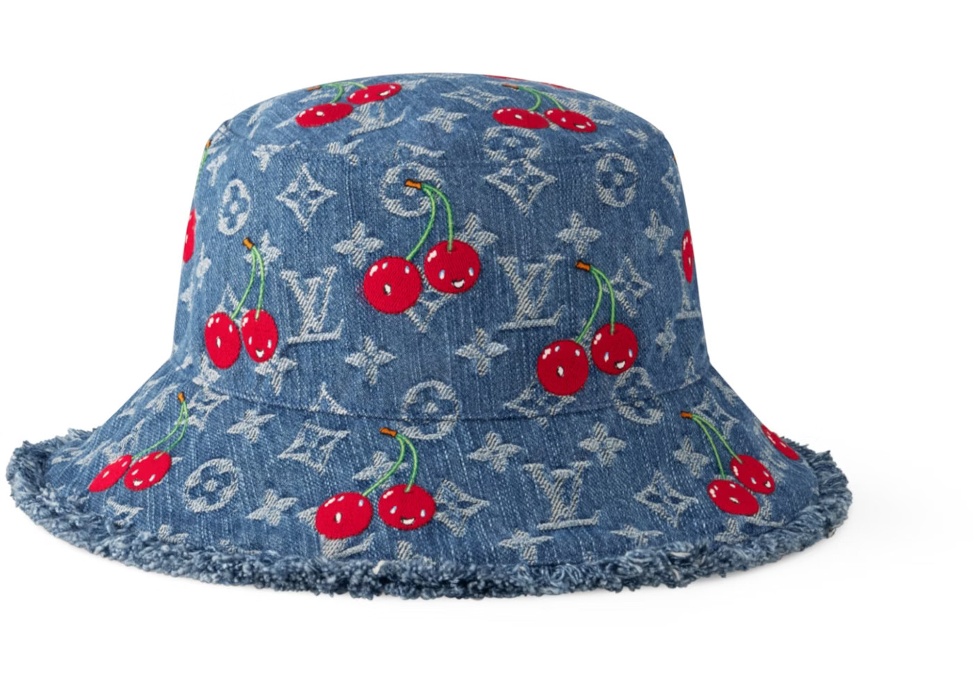 Louis Vuitton x Takashi Murakami Denim Cherry Bucket HatMonogram Denim | StockX
