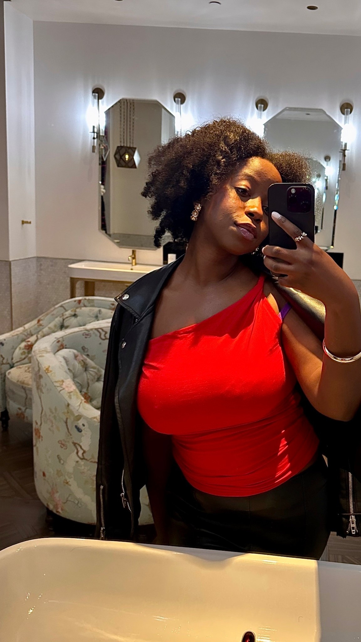 Holiday party outfit, ootn 

Leather pants, leopard flats, black handbag and red off the shoulder top. Moto jacket 

#LTKootd #LTKHoliday #LTKGiftGuide