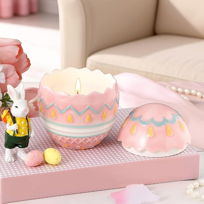Lounsweer Easter Egg Candle for Spring Table Decorations Easter Scented Candle Pink Egg Decor Cut... | Amazon (US)