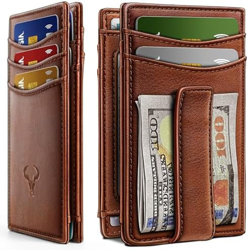 BULLIANT Magnetic Closure Slim Wallet-Genuine Leather Front Pocket Wallet for Men,RFID Blocking,H... | Amazon (US)
