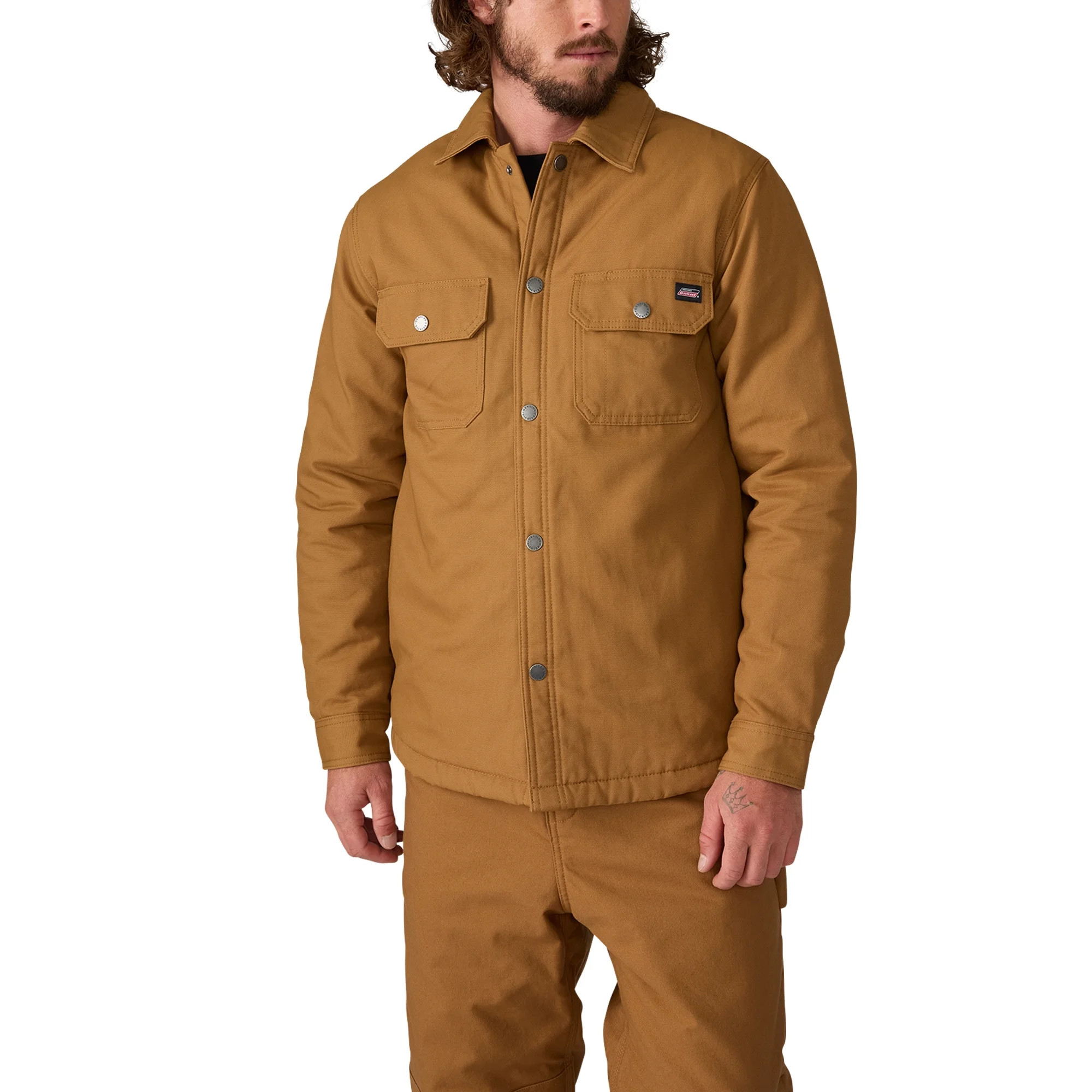 Genuine Dickies Flannel Lined Canvas Shirt Jacket | Walmart (US)