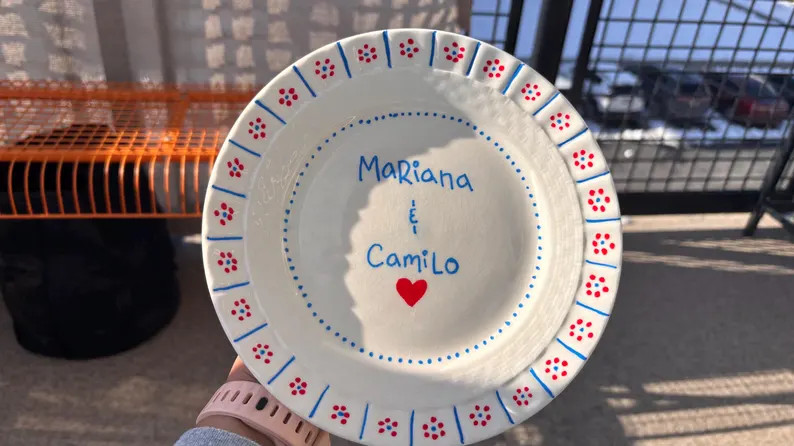 Custom hand-painted plate with name or quote | Free-style design| Recycled vintage dishware| Cute... | Etsy (US)