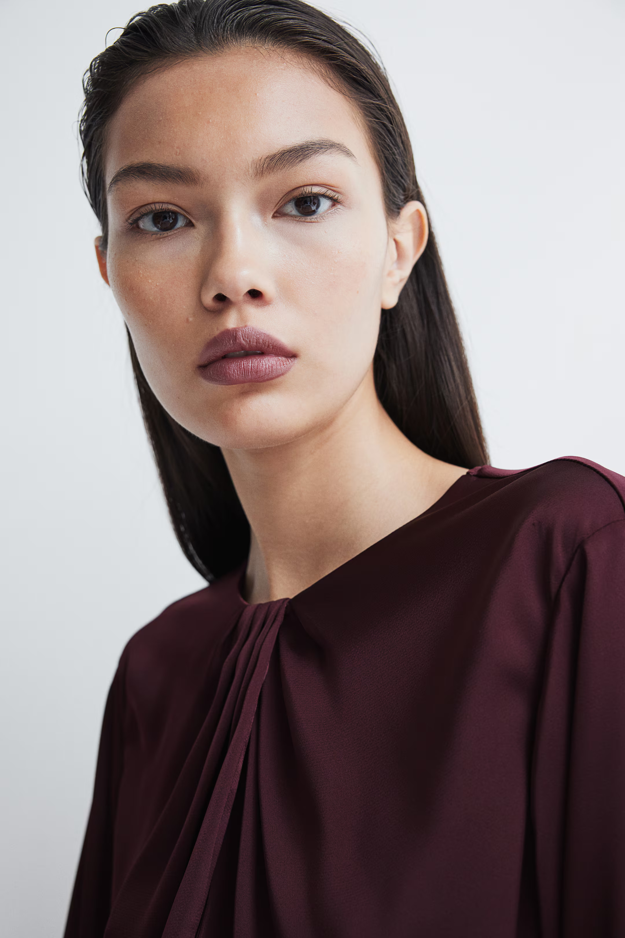 Pleat-detail satin blouse | H&M (UK, MY, IN, SG, PH, TW, HK)