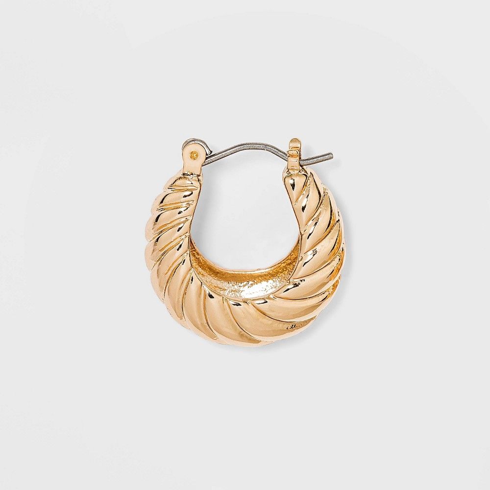 Textured Huggie Hoop Earrings - A New Day Gold | Target