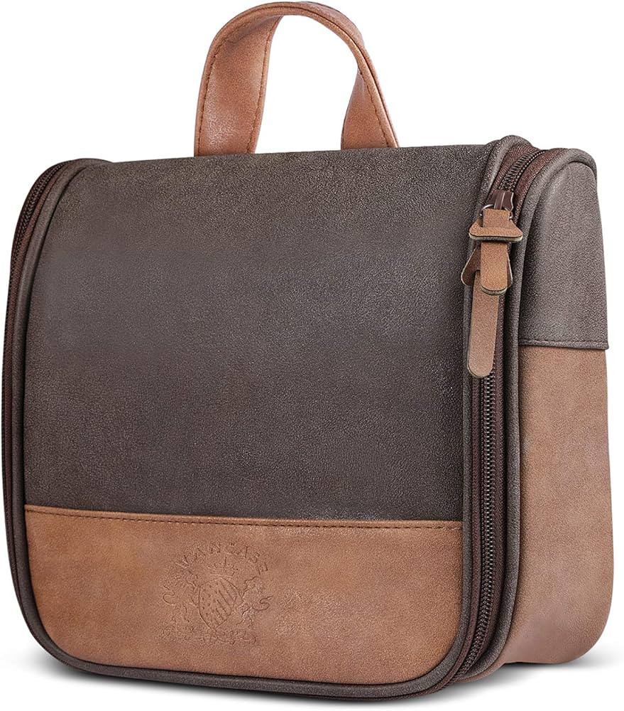 Hanging Toiletry Bag for Men VANCASE Vintage Leather Shaving Dopp Kit Medium Waterproof Travel Ba... | Amazon (US)