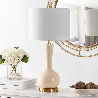 Glazed Ivory Glass Teardrop Table Lamp, Gold/Ivory, Medium | Kirkland's Home | Kirklands
