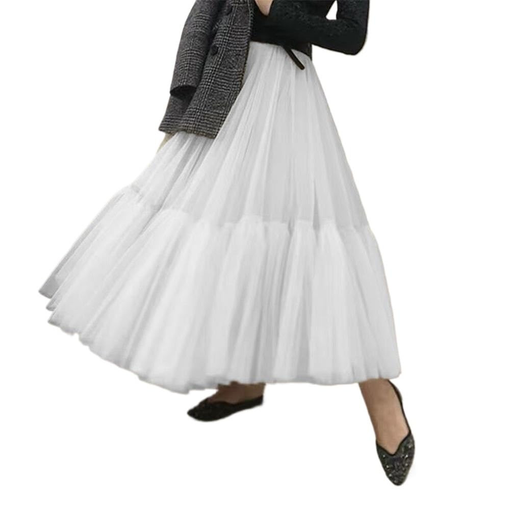 90 Cm Runway Luxury Soft Tulle Skirt Hand-made Maxi Long Pleated Skirts Womens Vintage Petticoat | Amazon (US)