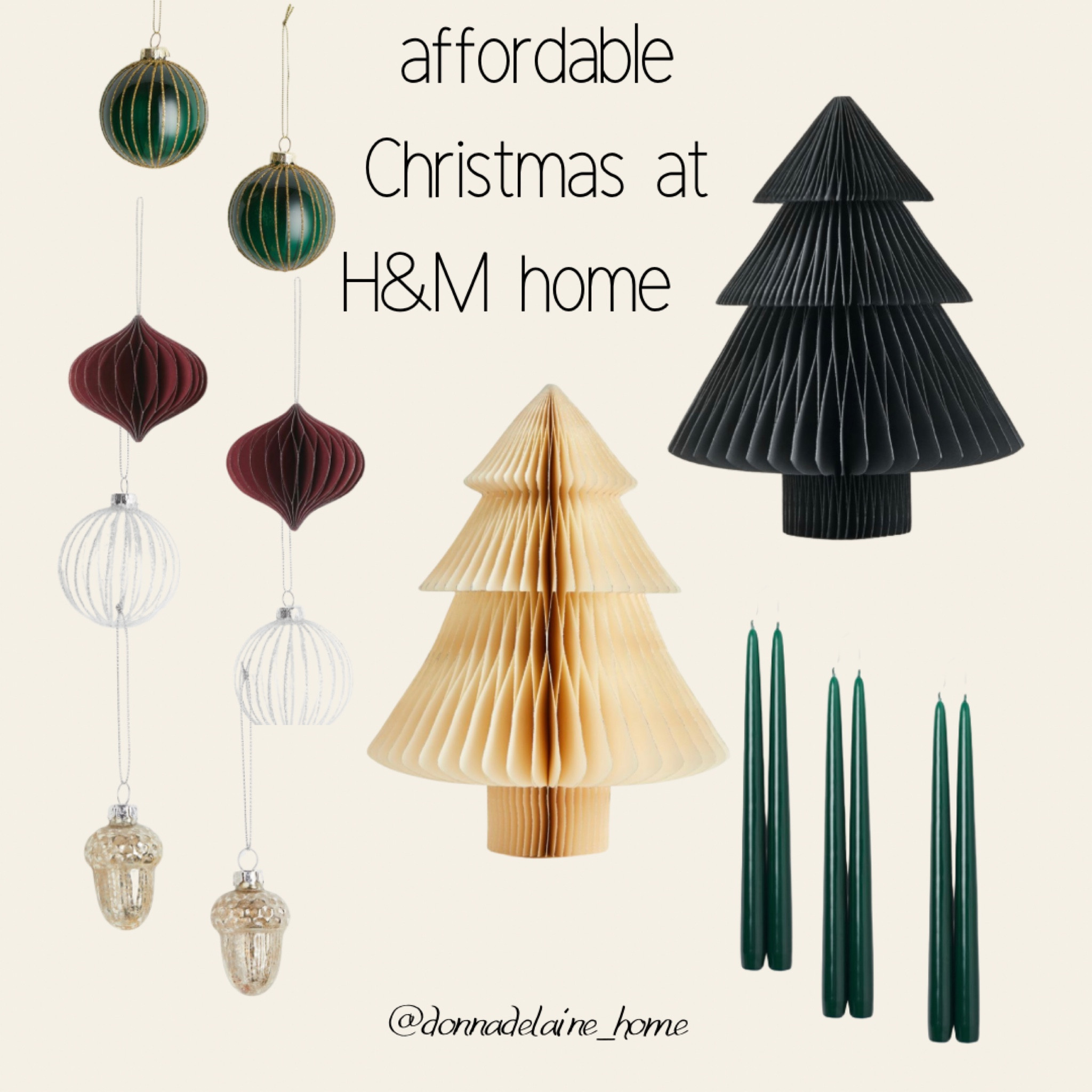 Super cute ornaments and paper trees from H&M home with an amazing price point!  Tree ornaments, taper candies, tabletop decor 

#LTKHoliday #LTKSeasonal