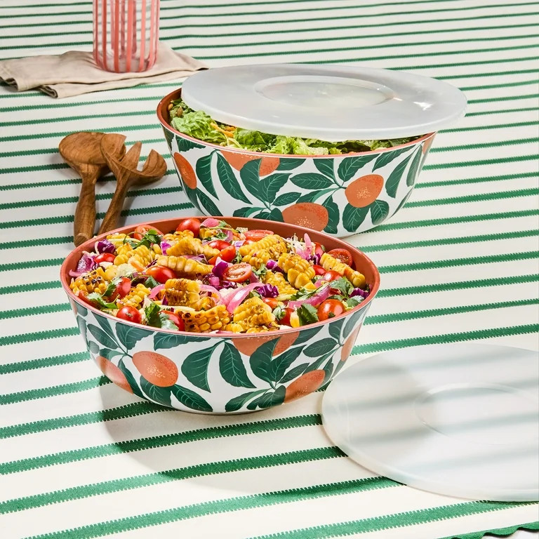 Mainstays by Becky G. & Alejandra Bamboo Melamine 4-Piece Serve Bowl Set, Orange & Green | Walmart (US)