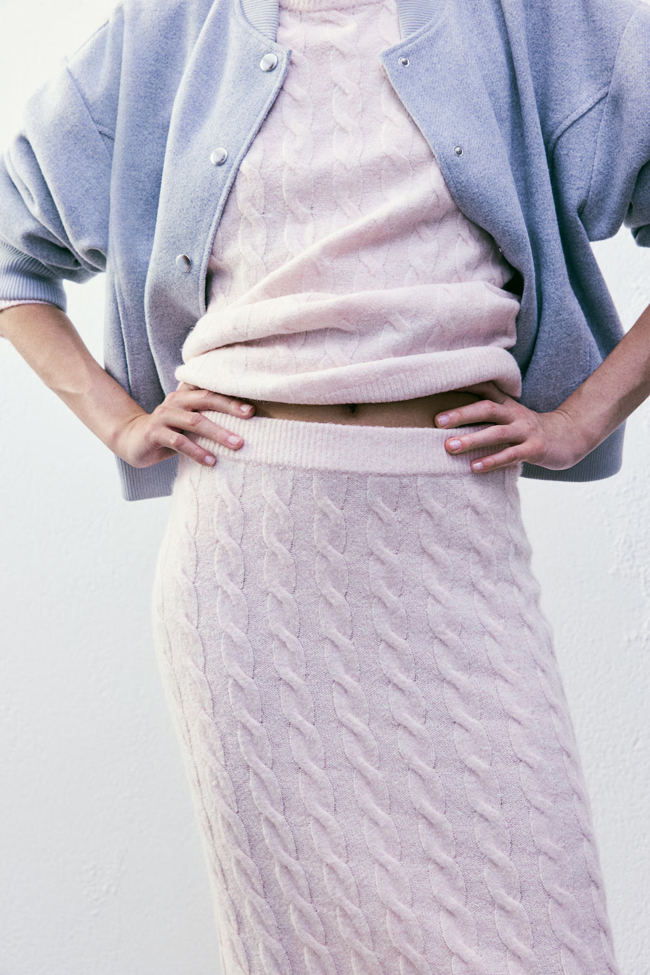 Cable-knit skirt - Pale pink - Ladies | H&M US | H&M (US + CA)
