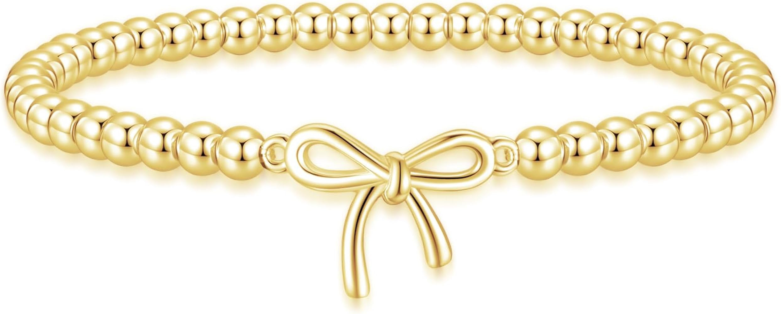 Beaded Bracelet for Women Trendy Stretch Handmade Ball Charm Bracelet Dainty Cross Heart Bow Wave... | Amazon (US)