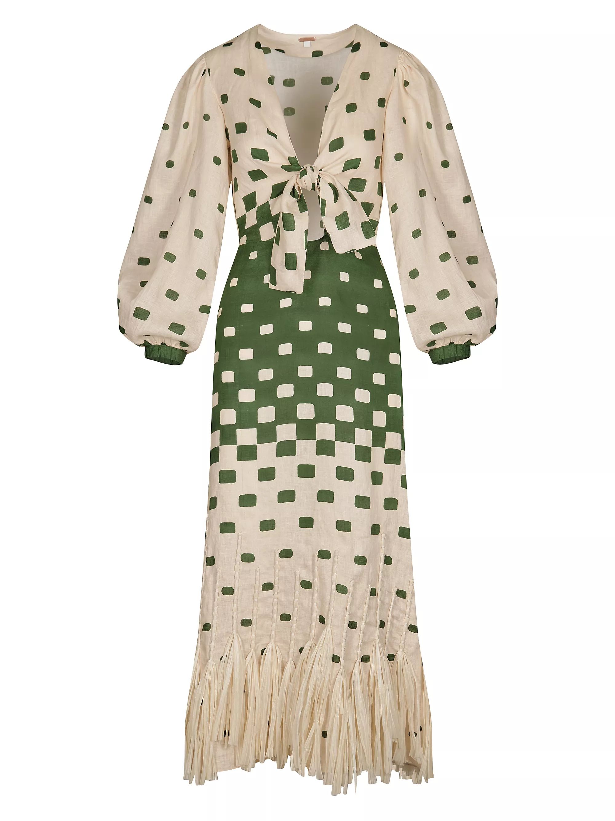 Siena Pradera Geometric Linen Midi-Dress | Saks Fifth Avenue