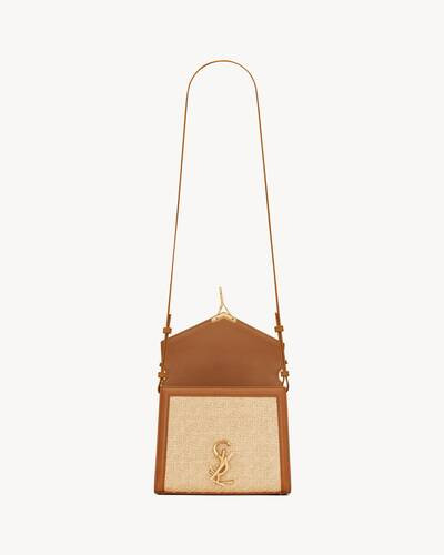 cassandra mini top handle bag in raffia and vegetable-tanned leather | Saint Laurent Inc. (Global)