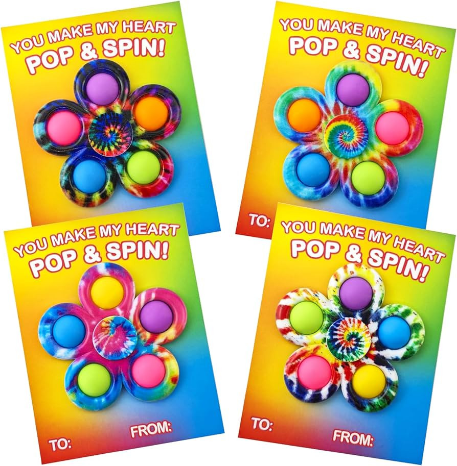 Valentines Day Gifts Exchange Cards for Classroom Kids 24 Pack, Valentines Pop Bubble Fidget Spin... | Amazon (US)