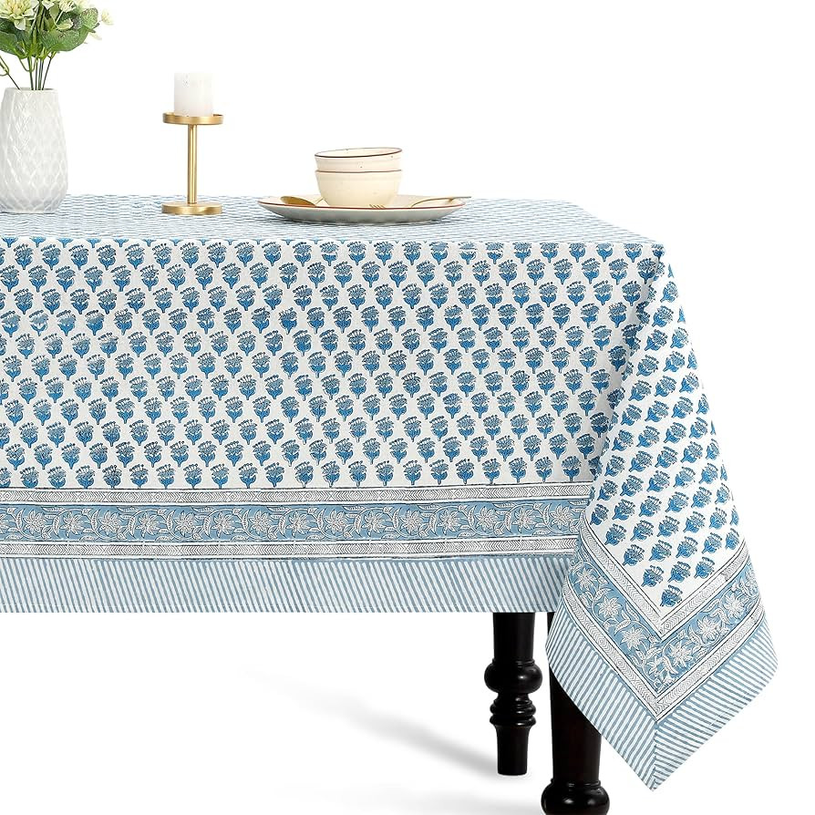 CPC Tablecloth 100% Cotton 60x60 Inch Indian Block Print Square Table Cover, Table Cloth for Wedd... | Amazon (US)