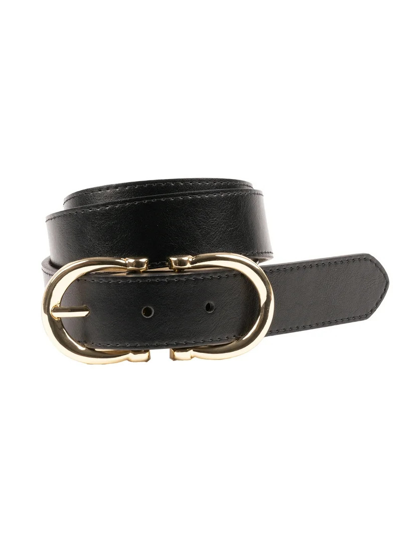 Time and Tru Women's Status Double Buckle Belt, Black | Walmart (US)