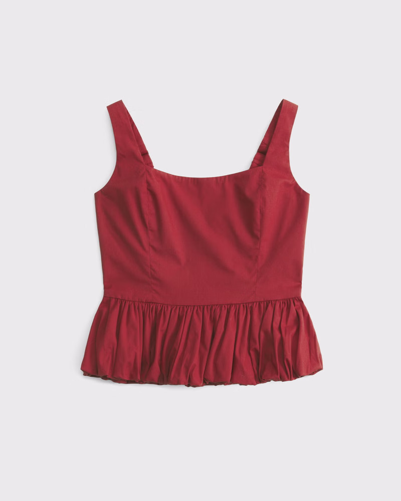 Women's Poplin Bubble Hem Tank | Women's Tops | Abercrombie.com | Abercrombie & Fitch (US)