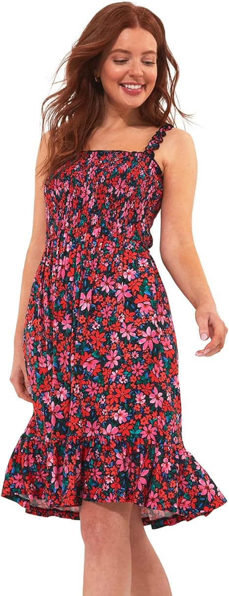 Joe Browns Damen Knielanges Jersey Blumenmuster und Geraffter Taille Kleid | Amazon (DE)