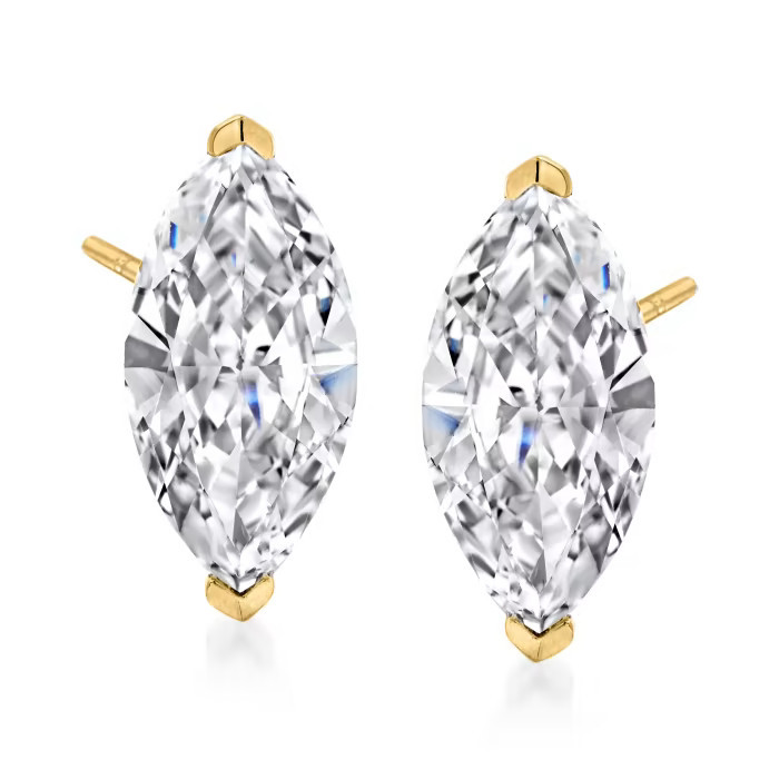 3.00 ct. t.w. Marquise CZ Stud Earrings in 14kt Yellow Gold | Ross-Simons
