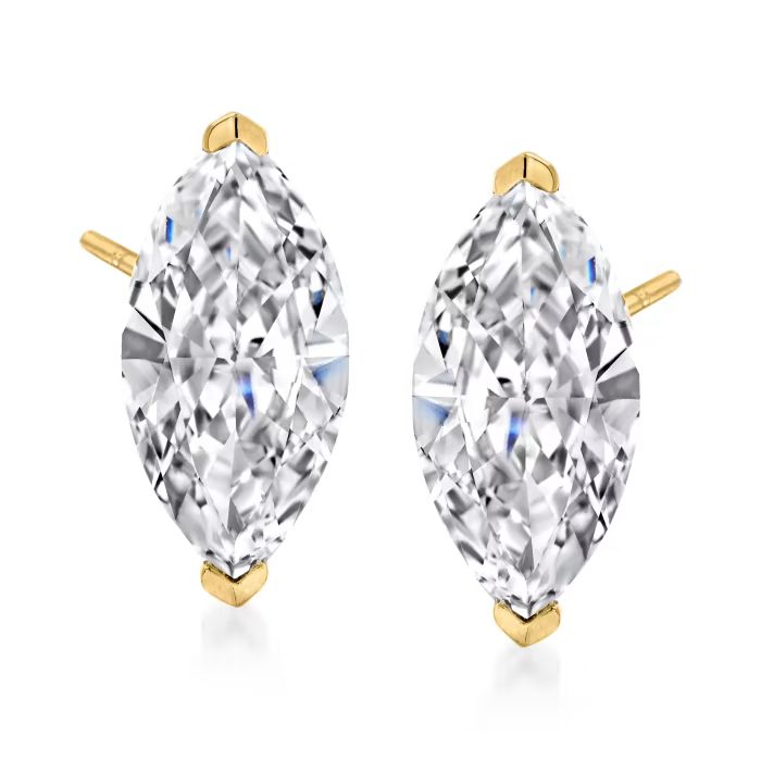3.00 ct. t.w. Marquise CZ Stud Earrings in 14kt Yellow Gold | Ross-Simons
