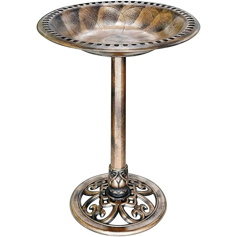 SPECSTAR Bird Bath, 28 inch Height Polyresin Lightweight Antique Outdoor Garden Birdbath Copper | Walmart (US)