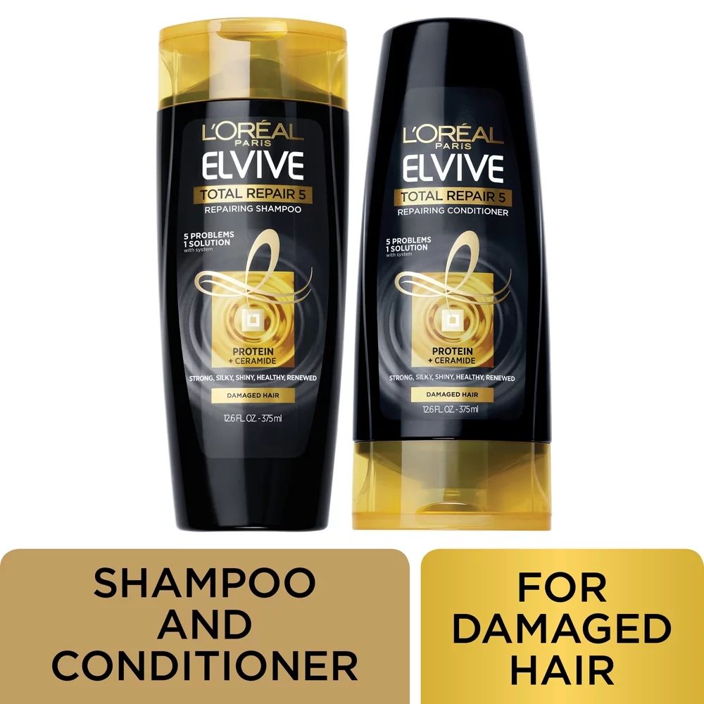 L'Oreal Paris Elvive Total Repair 5 Repairing Shampoo and Conditioner Set, 2 COUNT | Walmart (US)