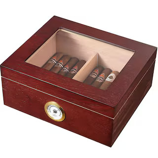 Visol Santa Clara Glass Top and Rosewood Cigar Humidor, Brown | The Home Depot