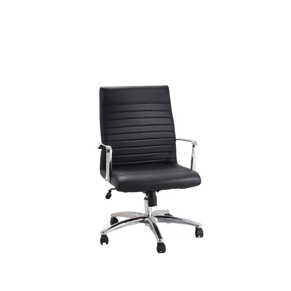 AdirOffice Faux Black Leather Executive Office Chair with Adjustable Height | The Home Depot