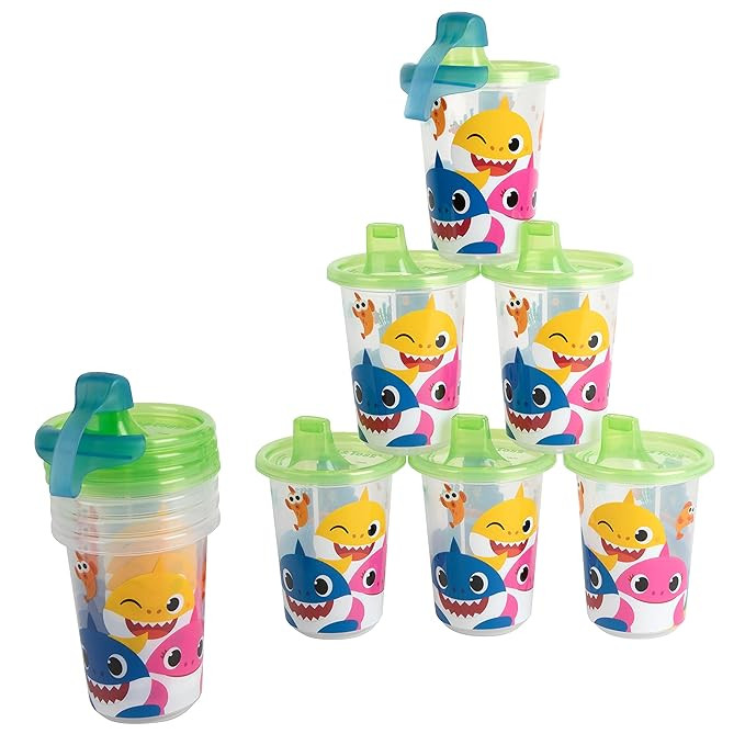 The First Years Take & Toss Pinkfong Baby Shark Sippy Cups - Reusable Toddlers Cups with Lids - K... | Amazon (US)