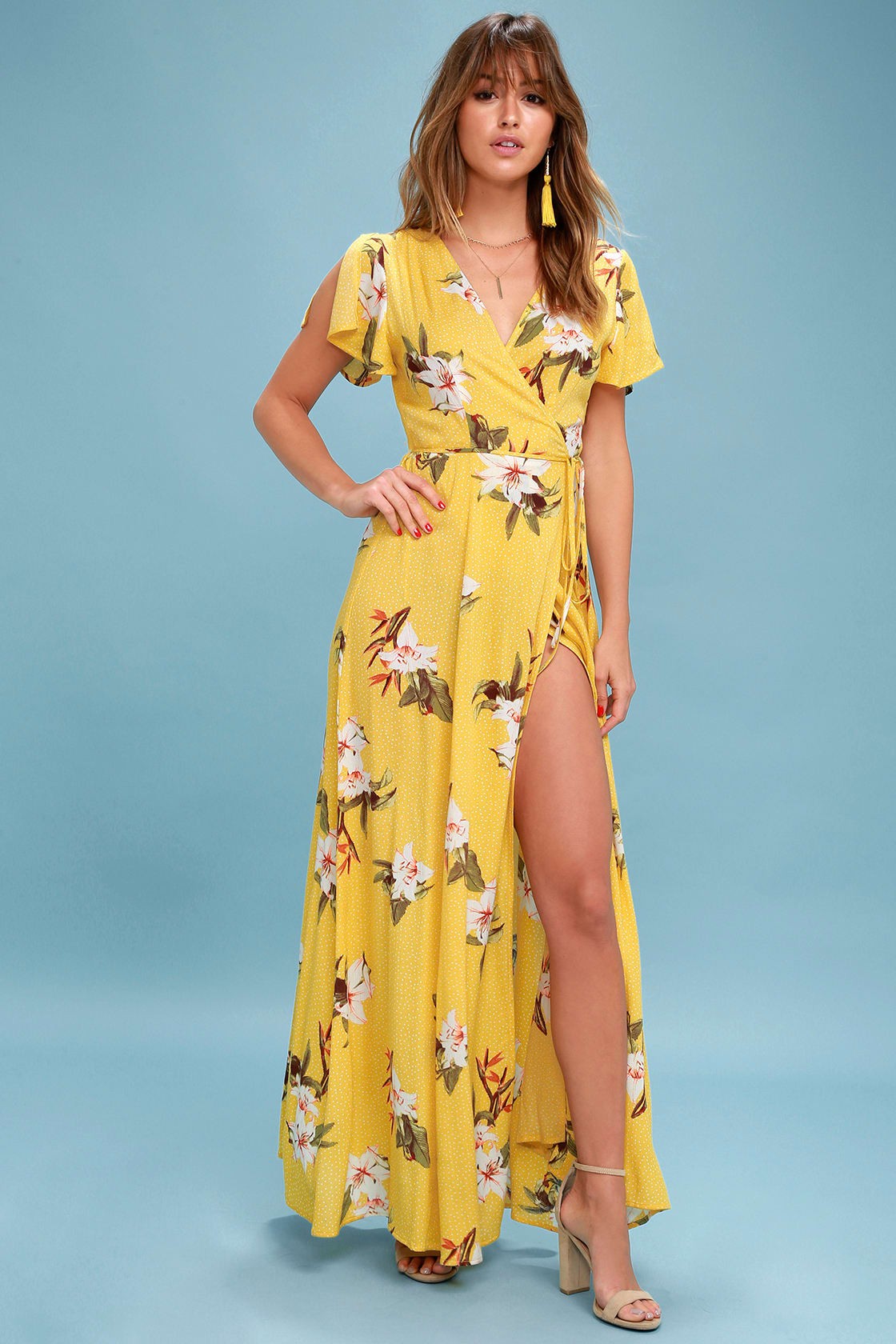 navy and yellow dress for wedding