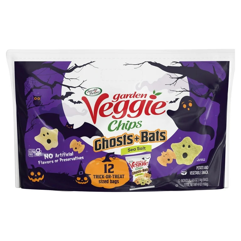 Sensible Portions Garden Veggie Ghosts & Bats Sea Salt Snack Chips Multipack, 0.5 oz (12 Count) | Walmart (US)